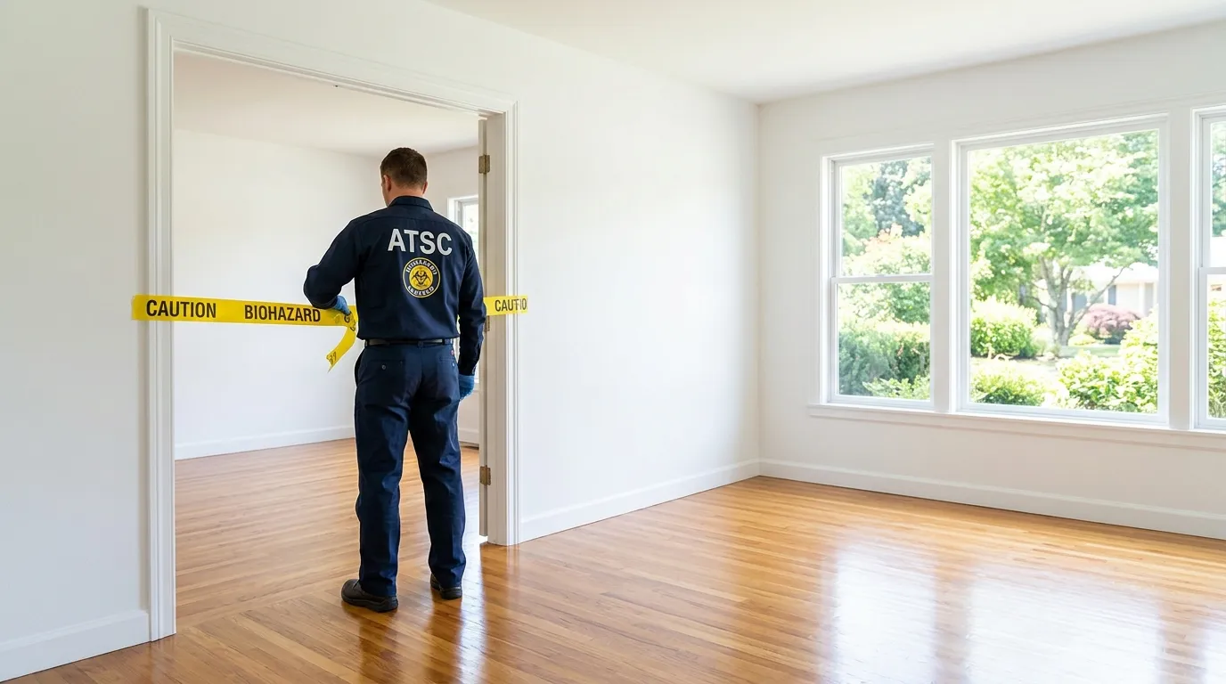 Certified biohazard cleanup crew performing Decomposition Cleanup in Brentwood Estates